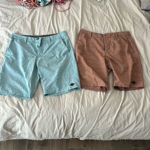 Rip curl Mirage Boardwalk shorts 2 pair 1 blue 1 red size 32 waist